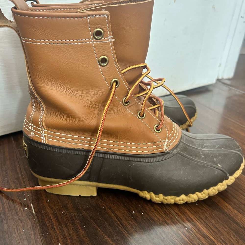 Brown and Tan llbean Duck Boots